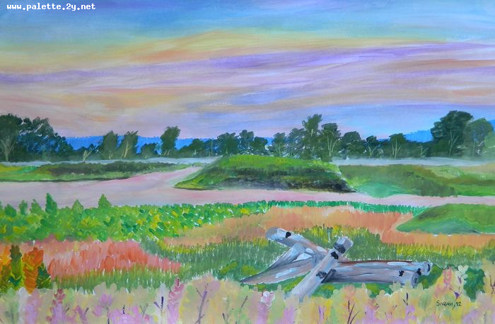 Art Studio PALETTE. Sarah Stroman-Bayat Picture.  Tempera Landscape Nature 