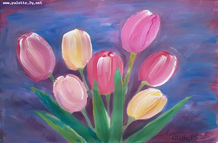 Art Studio PALETTE. Sarah Stroman-Bayat Picture.  Tempera Plants Flowers 