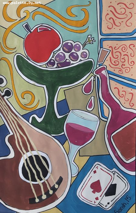 Art Studio PALETTE. Sarah Stroman-Bayat Picture.  Tempera Inspired by Missakian 