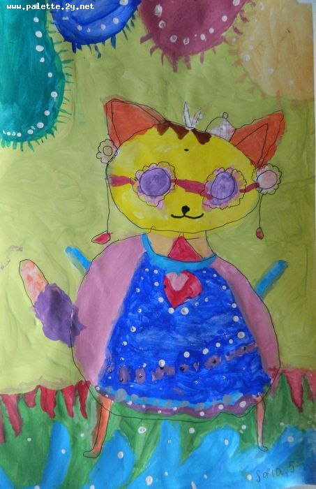 Art Studio PALETTE. Sofia Nikolaidi Picture.  Tempera Animals Cats 