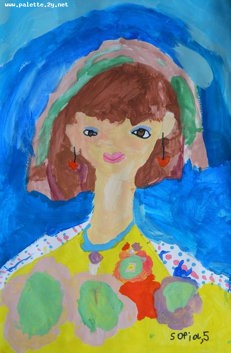 Art Studio PALETTE. Sofia Nikolaidi Picture.  Tempera People Portrait 