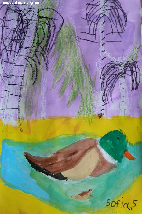 Art Studio PALETTE. Sofia Nikolaidi Picture.  Mixed Media Animals Birds 