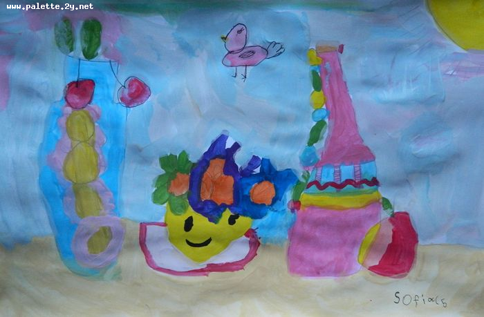 Art Studio PALETTE. Sofia Nikolaidi Picture.  Tempera Still Life Still Life 