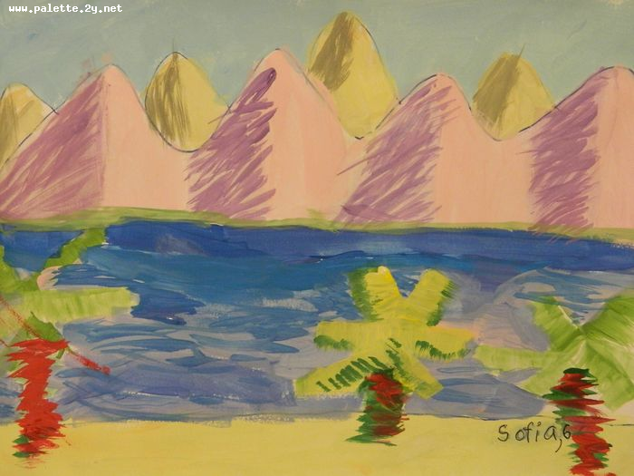 Art Studio PALETTE. Sofia Nikolaidi Picture.  Tempera Landscape Nature 