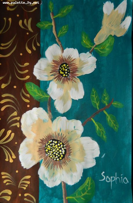 Art Studio PALETTE. Sofia Nikolaidi Picture.  Tempera Plants Flowers 