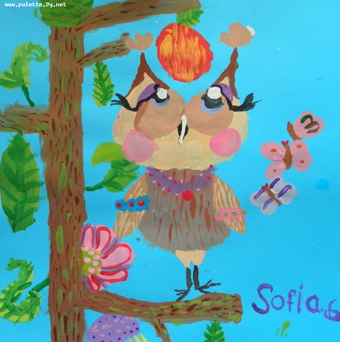 Art Studio PALETTE. Sofia Nikolaidi Picture.  Tempera Animals Birds 