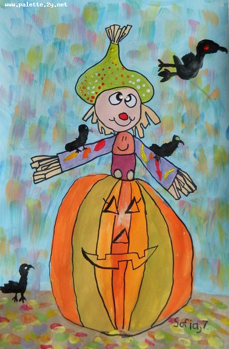 Art Studio PALETTE. Sofia Nikolaidi Picture.  Marker, Tempera Holidays Halloween 