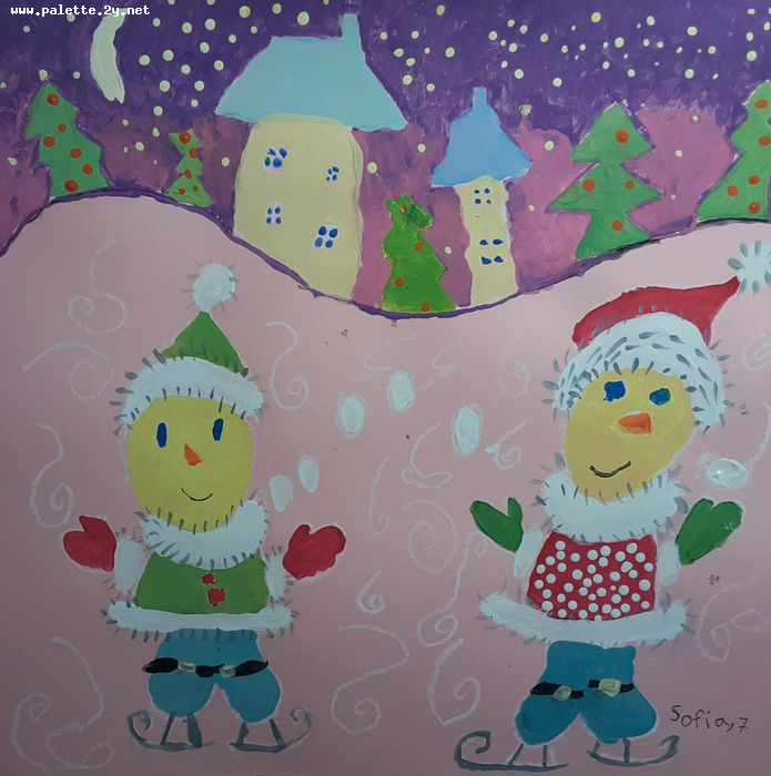Art Studio PALETTE. Sofia Nikolaidi Picture.  Tempera Holidays Christmas 
