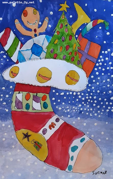 Art Studio PALETTE. Sofia Nikolaidi Picture.  Tempera Holidays Christmas 