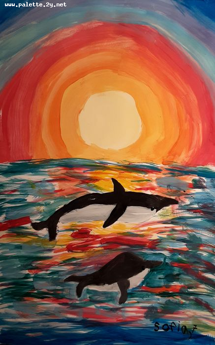 Art Studio PALETTE. Sofia Nikolaidi Picture.  Tempera Animals Fish 