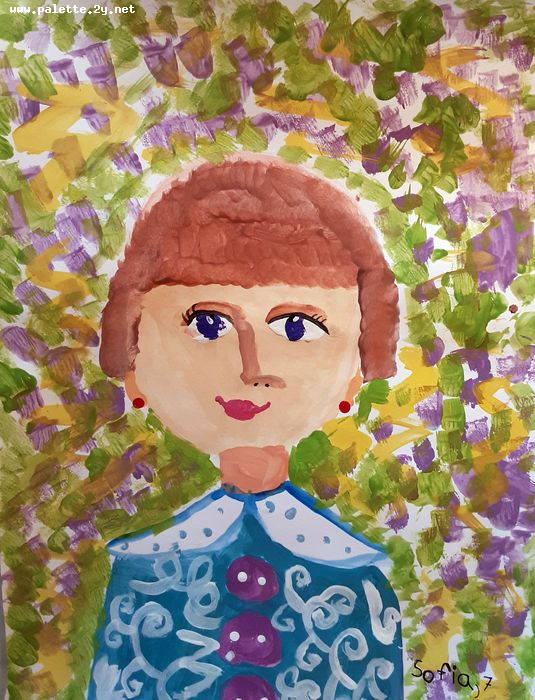 Art Studio PALETTE. Sofia Nikolaidi Picture.  Tempera People Portrait 
