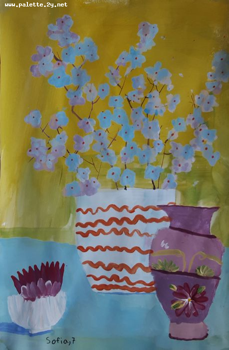 Art Studio PALETTE. Sofia Nikolaidi Picture.  Tempera Still Life Still Life 