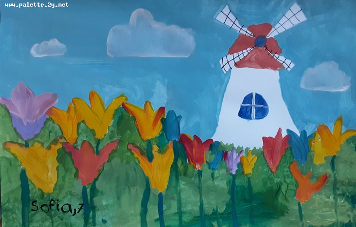 Art Studio PALETTE. Sofia Nikolaidi Picture.  Tempera Plants Garden 