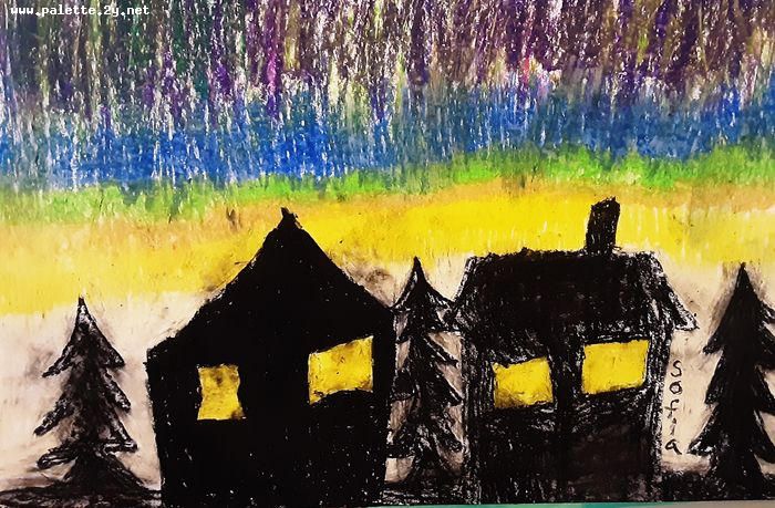 Art Studio PALETTE. Sofia Nikolaidi Picture.  Oil Pastel   