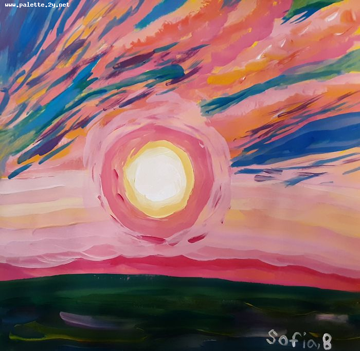 Art Studio PALETTE. Sofia Nikolaidi Picture.  Tempera Landscape Nature 