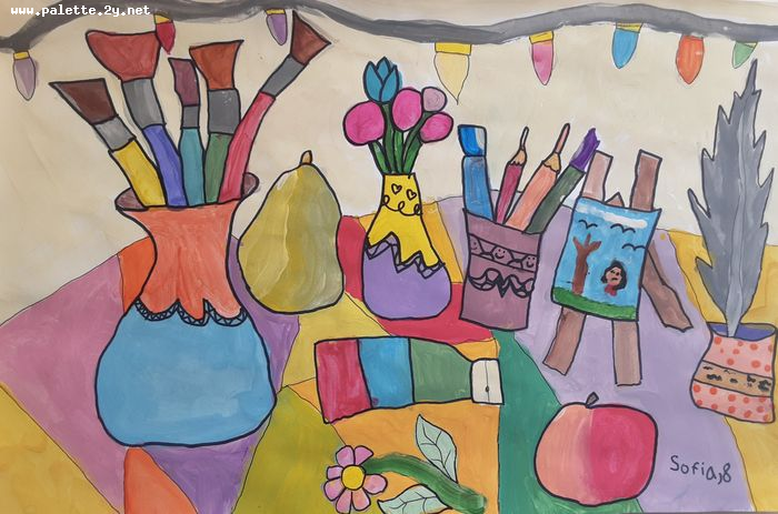 Art Studio PALETTE. Sofia Nikolaidi Picture.  Marker, Tempera Still Life Palette 