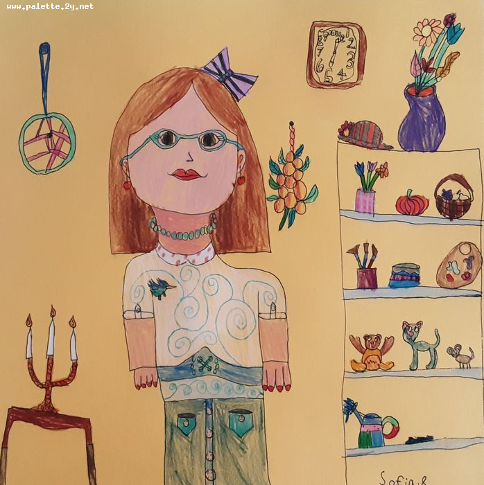 Art Studio PALETTE. Sofia Nikolaidi Picture.  Coloured Pencil Still Life Palette 