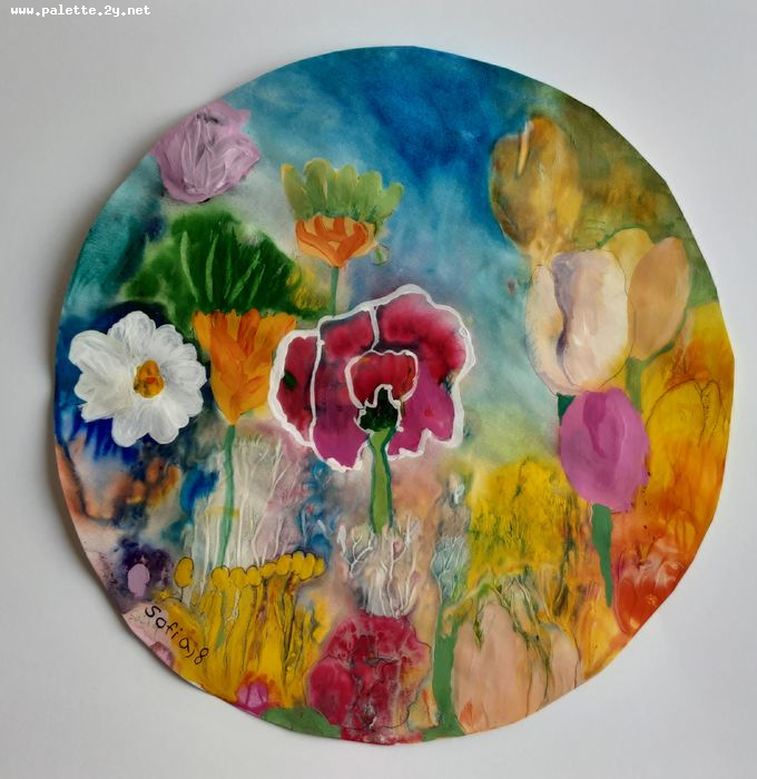 Art Studio PALETTE. Sofia Nikolaidi Picture.  Tempera Plants Garden 