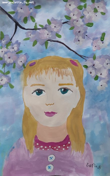 Art Studio PALETTE. Sofia Nikolaidi Picture.  Tempera People Selfportrait 