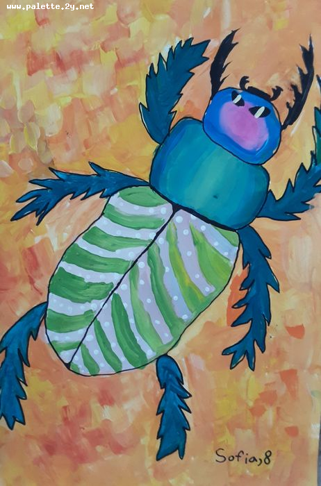 Art Studio PALETTE. Sofia Nikolaidi Picture.  Marker, Tempera Animals Insects 