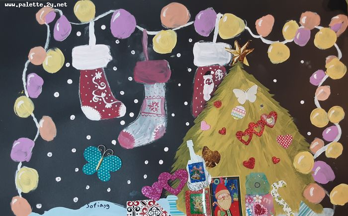 Art Studio PALETTE. Sofia Nikolaidi Picture.  Mixed Media Holidays Christmas 