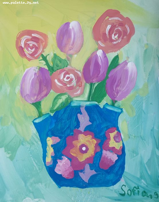Art Studio PALETTE. Sofia Nikolaidi Picture.  Tempera Plants Flowers 