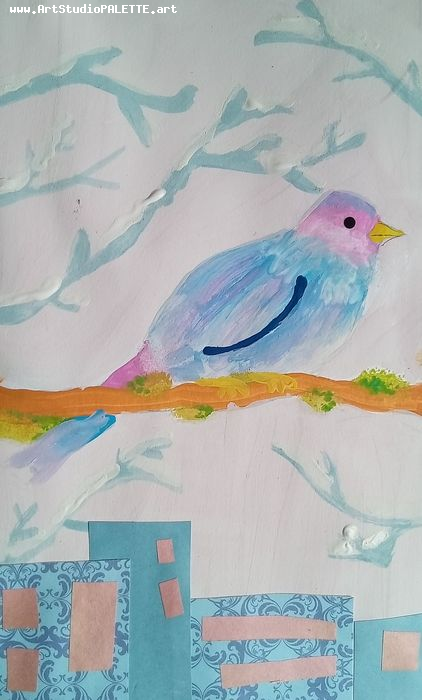 Art Studio PALETTE. Sofia Nikolaidi Picture.  Mixed Media Animals Birds 