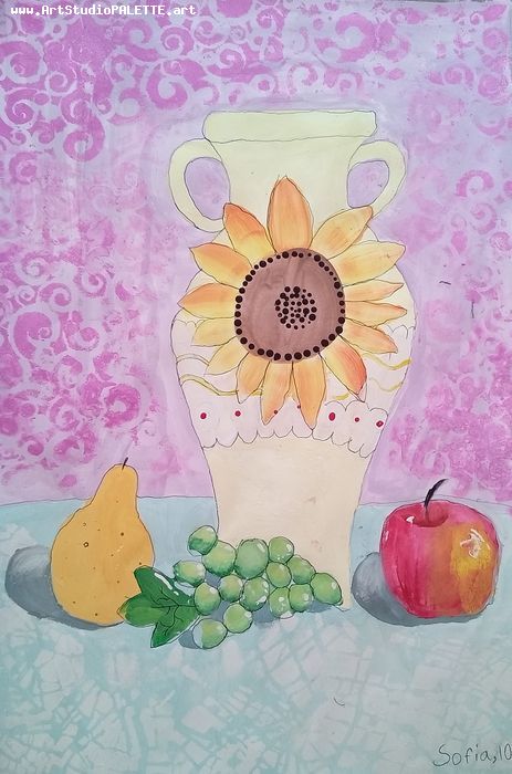 Art Studio PALETTE. Sofia Nikolaidi Picture.  Marker, Tempera Still Life Still Life 