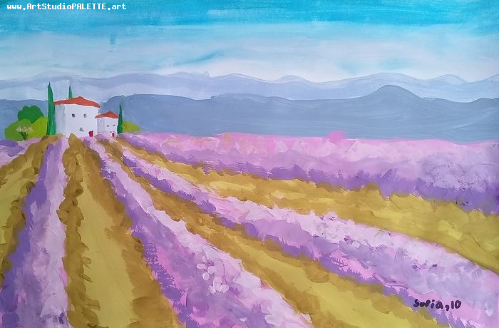 Art Studio PALETTE. Sofia Nikolaidi Picture.  Tempera Landscape Nature 