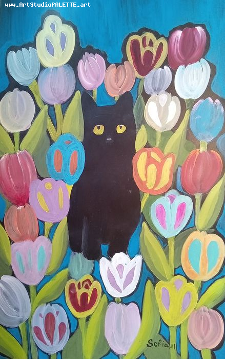 Art Studio PALETTE. Sofia Nikolaidi Picture.  Acrylic Inspired by Klimt 