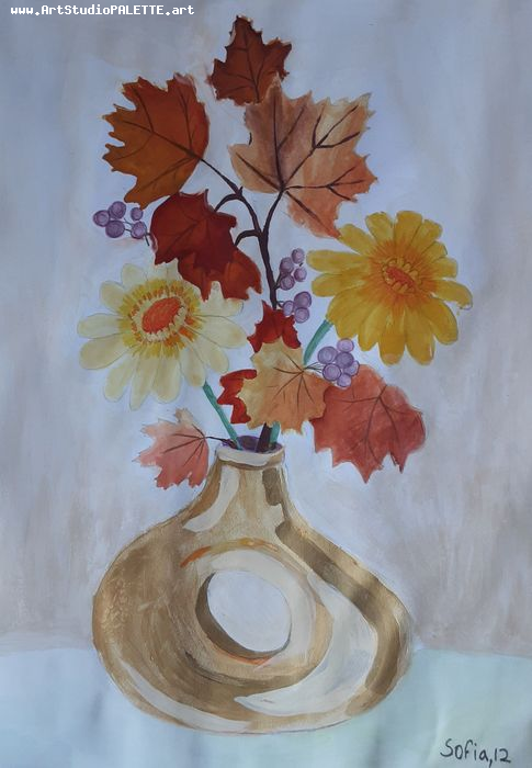 Art Studio PALETTE. Sofia Nikolaidi Picture.  Tempera Still Life Still Life 