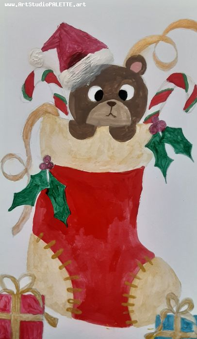 Art Studio PALETTE. Sofia Nikolaidi Picture. Greeting Card Tempera Holidays Christmas 