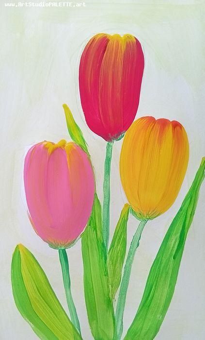 Art Studio PALETTE. Sofia Nikolaidi Picture. Greeting Card Tempera Plants Flowers 