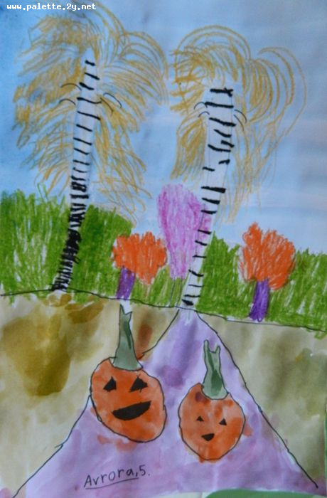 Art Studio PALETTE. Avrora Baiman Picture.  Marker, Tempera Holidays Halloween 