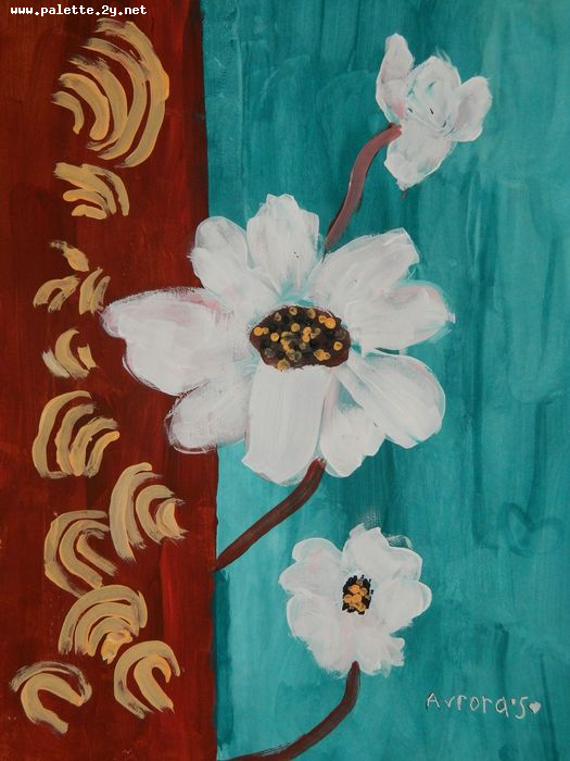 Art Studio PALETTE. Avrora Baiman Picture.  Tempera Plants Flowers 