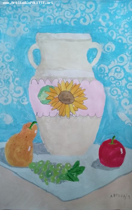 Art Studio PALETTE. Avrora Baiman Picture.  Tempera Still Life Still Life 