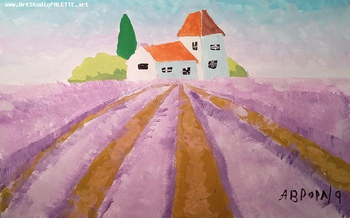 Art Studio PALETTE. Avrora Baiman Picture.  Tempera Plants Garden 