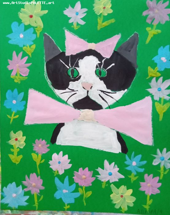 Art Studio PALETTE. Avrora Baiman Picture.  Tempera Animals Cats 