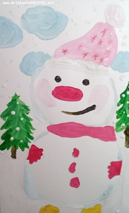 Art Studio PALETTE. Avrora Baiman Picture. Greeting Card Tempera Holidays Christmas 