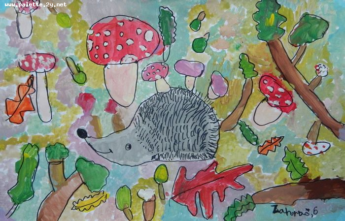 Art Studio PALETTE. Zahra Merchant Picture.  Marker, Tempera Plants Mushrooms 