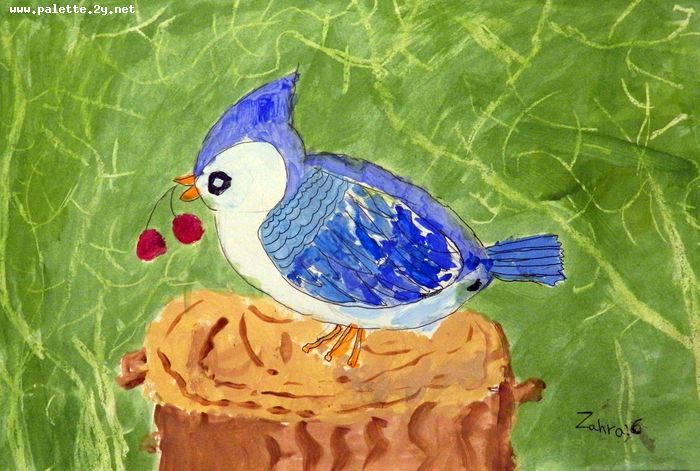 Art Studio PALETTE. Zahra Merchant Picture.  Tempera Animals Birds 