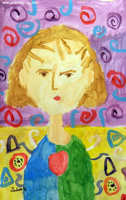 Art Studio PALETTE. Zahra Merchant Picture.  Tempera People Portrait 