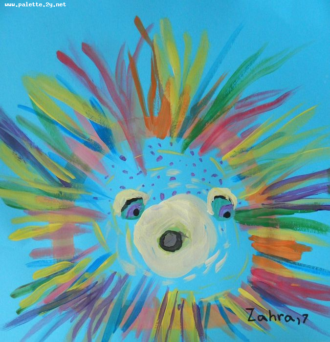 Art Studio PALETTE. Zahra Merchant Picture.  Tempera Animals Fish 