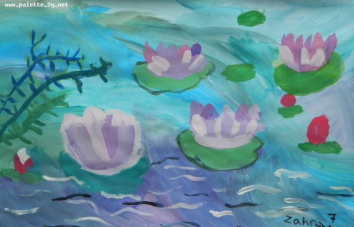 Art Studio PALETTE. Zahra Merchant Picture.  Tempera Inspired by Monet 