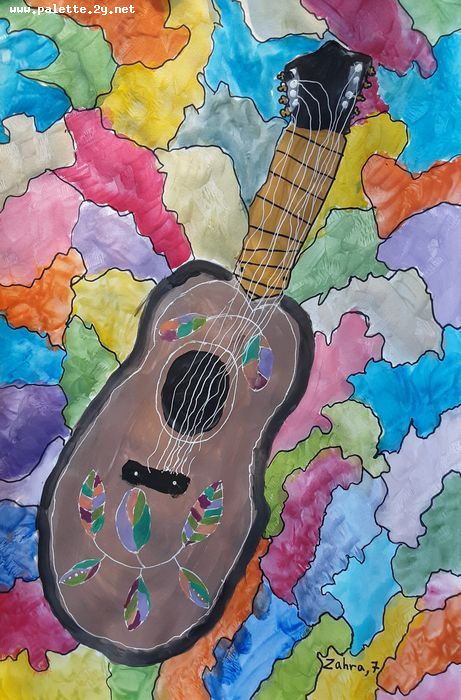 Art Studio PALETTE. Zahra Merchant Picture.  Tempera Still Life Music 