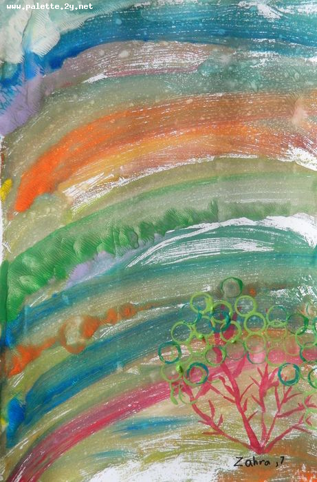 Art Studio PALETTE. Zahra Merchant Picture.  Tempera Fantasy Abstract 