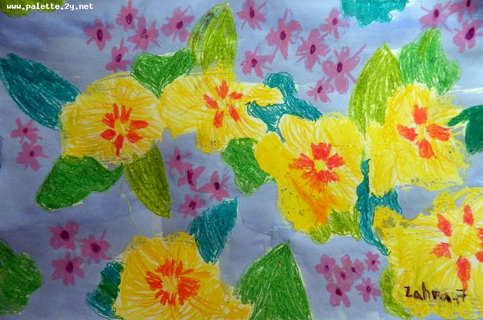 Art Studio PALETTE. Zahra Merchant Picture.  Oil Pastel Plants Flowers 