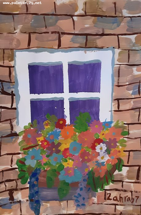 Art Studio PALETTE. Zahra Merchant Picture.  Tempera Plants Flowers 