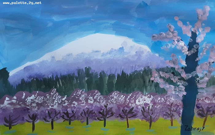 Art Studio PALETTE. Zahra Merchant Picture.  Tempera Landscape Ships 