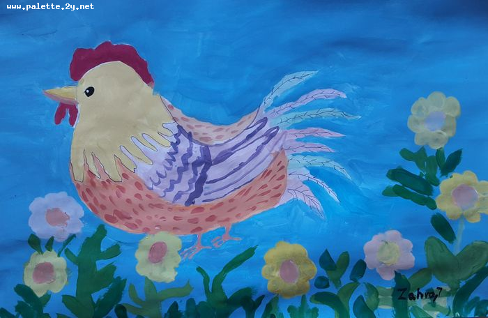 Art Studio PALETTE. Zahra Merchant Picture.  Tempera Animals Birds 